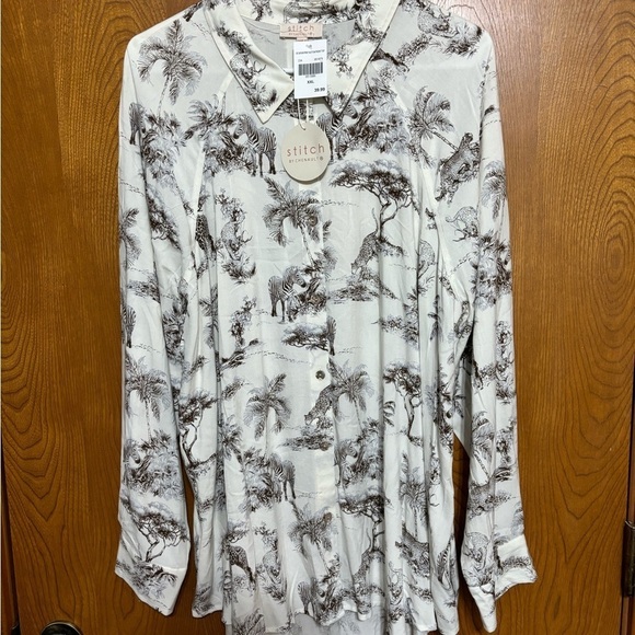 NWT Stitch by Chenault African Animals Button Up Long Sleeve Shirt L, XXL - Picture 1 of 5